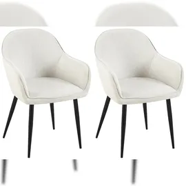 CLP 2er Set Esszimmerstühle Boise Mit Stoffbezug I Polsterstühle Mit Robustem Metallgestell & Bodenschonern