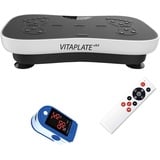 @tec Vitaplate Mini Vibrationsplatte Sport Rüttelplatte - 99 Trainingsstufen, Display & Fernbedienung - Vibrationstrainer für Bauch Beine Po incl. Pulsoximeter für den Finger