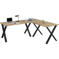 VCM Eckschreibtisch Eiche Schwarz