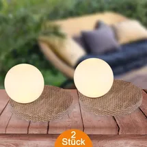 bmf-versand Solarleuchte Garten 2er Set Kugel Rattan Solarlampe Außen Außenleuchte Solar