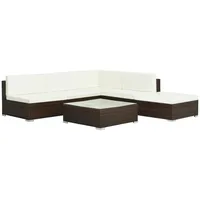vidaXL 6-tlg Garten-Lounge-Set mit Auflagen Poly Rattan Braun