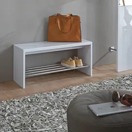 Haku-Möbel Schuhbank 81 x 40 x 30 cm weiß hochglanz / weiß