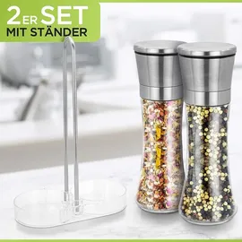 HEIMwert Salz- und Pfeffermühlen Set Gewürzmühle 19 cm Weiß unbefüllt