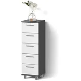 livinity® Badschrank, Anthrazit, Holzwerkstoff, 5 Fächer, 5 Schubladen, Rechteckig, 30x95x30 cm, Badezimmer, Badezimmerschränke, Midischränke