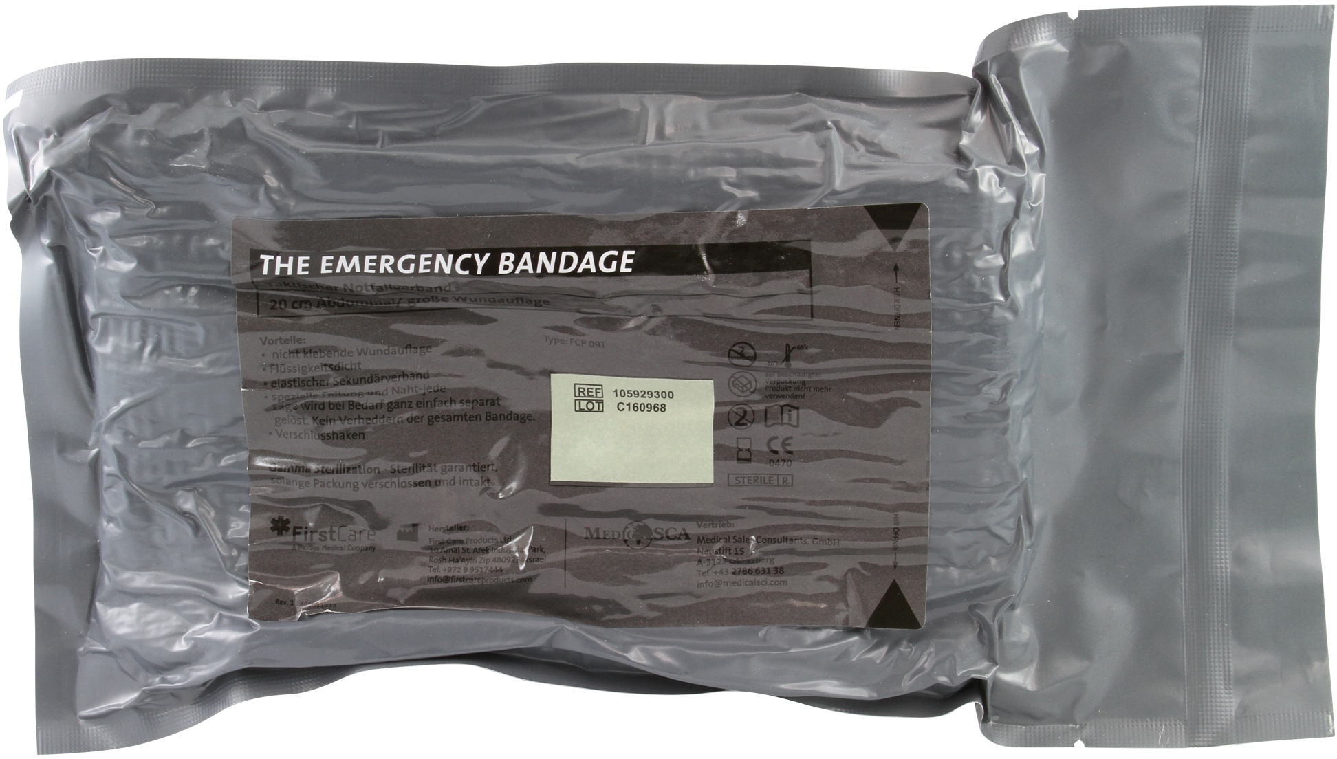 Militär Grün Emergency Bandage 20 cm x 5 m ohne Druckkörper