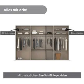 Rauch »Kleiderschrank Schrank Garderobe AGORDO mit Dekor- oder Hochglanzfront«, (in zwei Griff-Farben mit Dekor- oder Hochglanzfront), mit Außenschubkästen, in 6 Breiten und 2 Höhen MADE IN GERMANY, grau (graumetallic), B:315cm H:210cm T:54cm,