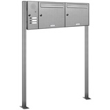 AL Briefkastensysteme Briefkasten Premium Edelstahl Stand Anlage mit Klingeln, Post A4 modern, robust, wetterfest, Artikelnummer: 331T2S2K3SL