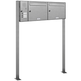 AL Briefkastensysteme Briefkasten Premium Edelstahl Stand Anlage mit Klingeln, Post A4 modern, robust, wetterfest, Artikelnummer: 331T2S2K3SL
