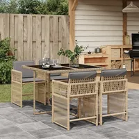 vidaXL 5-tlg. Garten-Essgruppe mit Kissen Beigemischung Poly Rattan