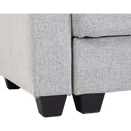 Mendler Sofa HWC-H47 mit Ottomane, Couch Sofa Gästebett, Schlaffunktion Stauraum 217x145cm Stoff/Textil hellgrau