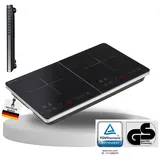 sommertal Induktionskochfeld 2 Platten 3500W Tragbar Super-Slim Design bis 240 °C mit 4h Timer, Touch-Bedienung
