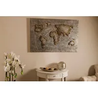 Myflair Möbel & Accessoires Leinwandbild »Canvas "Earth"«, mit Metall, Motiv Weltkarte, 120x80 cm, Wohnzimmer, grau