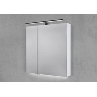 Spiegelschrank 70 cm mit MULTI LED Aufsatzleuchte, Doppelspiegeltüren Beton Anthrazit