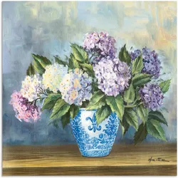 Wandbild ARTLAND "Hortensien", blau (farbe bild(er): blau), B:50cm H:50cm, Bilder, als Alubild, Outdoorbild, Leinwandbild in verschied. Größen
