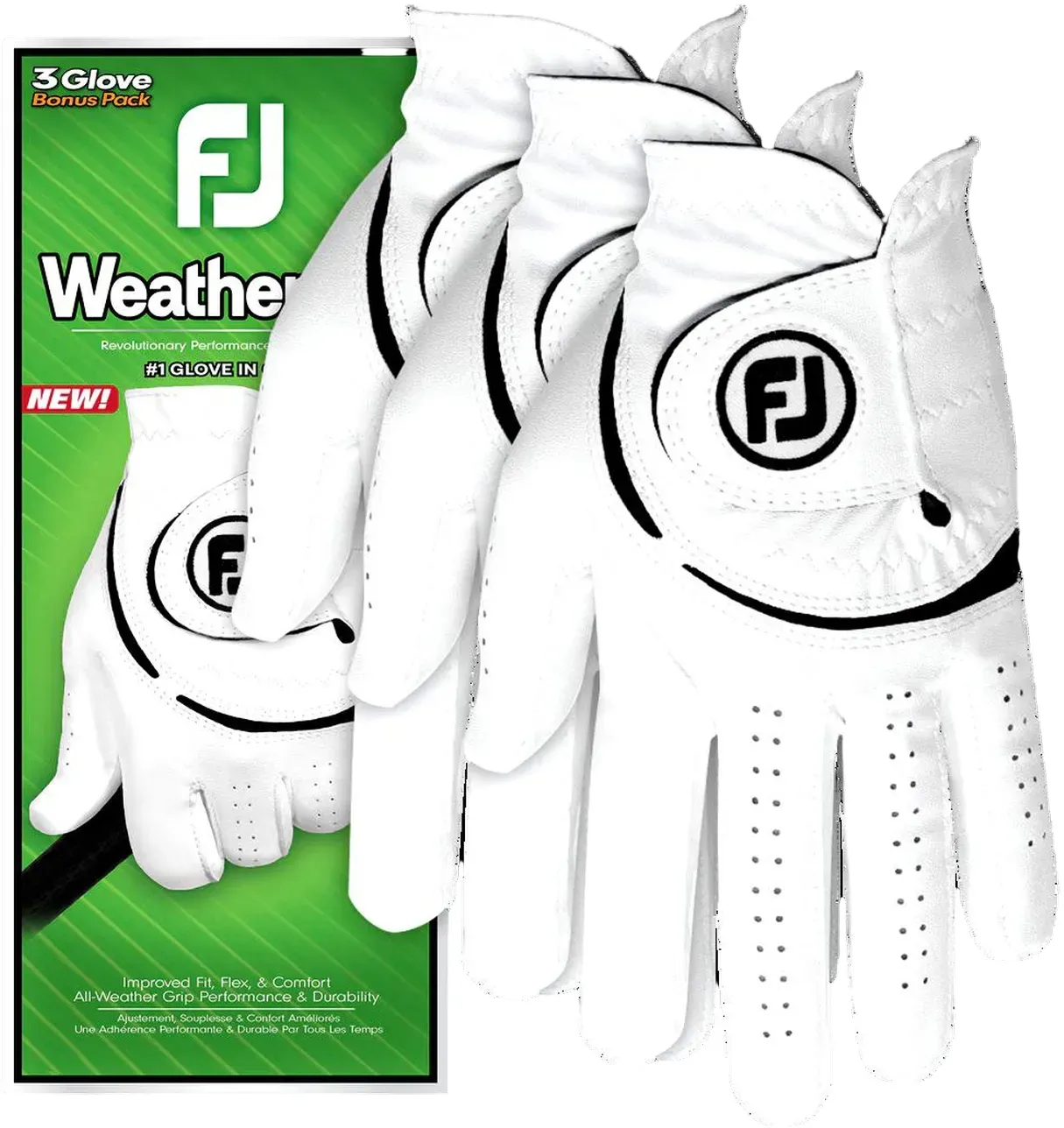 FootJoy Handschuh WeatherSof 3-Pack, weiss/schwarz