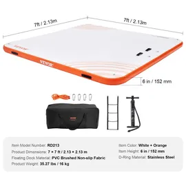 Vevor Aufblasbares Schwimmdock orange 2,13 x 2,13 m