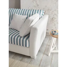 furn.design Sofa, Creme, Blau, Holz, Echtholz, Gestreift, Uni, 3-Sitzer, eckig, 240x88x176 cm, Wohnzimmer, Sofas & Couches, Sofas, 3-Sitzer Sofas