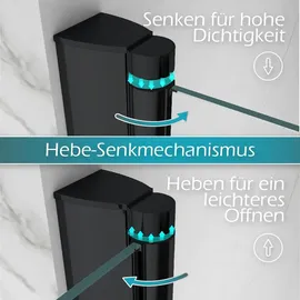iflair i-flair Duschtür Pendeltür Nischentür Duschabtrennung aus durchsichtigem 6 mm Sicherheitsglas mit Schwarzen Profilen Breite: 100-104 cm - Höhe: 180 cm,