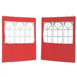 Fisinber Partyzelt Seitenwand 2er Set, Pavillon Seitenteile 200 x 195 cm mit Fenstern, Pavillonwand aus PE und Stahl für Gartenparty und Events im Außenbereich, Rot