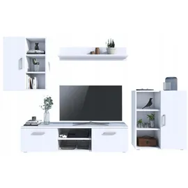 matkam Wohnwand, Weiß, Holzwerkstoff, 140x35x40 cm, Wohnzimmer, Wohnwände, Wohnwand-Sets