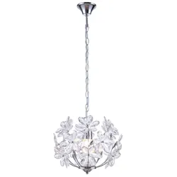 Hängeleuchte, Chrom, Blüten Design klar, 34 cm