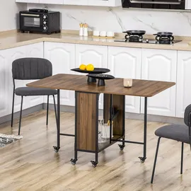 Homcom Esstisch Mobiler Klapptisch mit Offenem Regal Esszimmertisch Küchentisch für Kleine Räume, Küche, Esszimmer 130 x 80 x 74 cm Braun