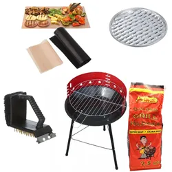 Grill-Party 5er-Set Holzkohlegrilll aus Stahl 2x 2,5 KG Holzkohle 3er Grillsc...