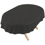 ANRO Tischdecke DanceDirty abwaschbar Leinenoptik wetterfest Falschuni Modern (Einzelstück 1-tlg, eine Tischdecke), Stofftischdecke schmutzabweisend 320x140cm Uni Schwarz schwarz Oval | 140 cm x 320 cm