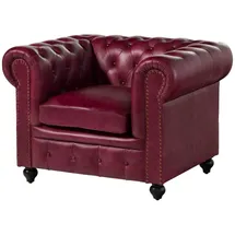 Massivmoebel24 Sessel Chesterfield Leder 105 x 75 x 82 cm Rot