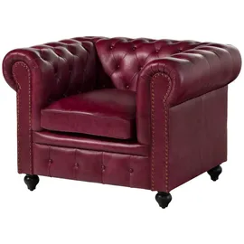 Massivmoebel24 Sessel Chesterfield Leder 105 x 75 x 82 cm Rot