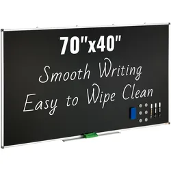 VEVOR Schwarze Tafel, Kreidetafel mit Aluminiumrahmen, 175 x 100 cm Trocken Abwischbare Tafel, inklusive 1 Magnetisch Abwischbaren & 3 Trocken abwischbaren Markern, Schwarze Oberfläche