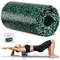 EVEREST Fitness Faszienrolle Wirbelsäule 30 cm mittel-hart in schwarz/grün inkl. Booklet - Professionelle Faszien Rolle für Rücken - Foam Roller - Massagerolle - Fitness Rolle - Yoga Massageroller