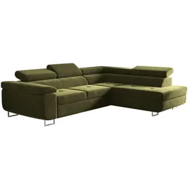 kaiser möbel Ecksofa mit schlaffunktion und bettkasten, Eckcouch ATOM Olive Rechts - Olive
