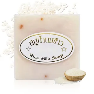 Thai Reis Kernseife, Kernseife Natur mit Reismilch, Naturseife mit Feiner Foamie, feuchtigkeitsspendende Seifenblock, Rice Seife Stück für Tiefenreinigung, Verbessert den Hautton, Für Körper, Gesicht