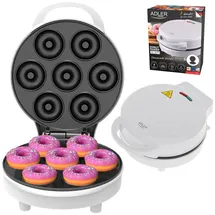 Adler AD 3075 Donut-Maker 7 Donuts 5cm Antihaftbeschichtung rutschfest Weiß