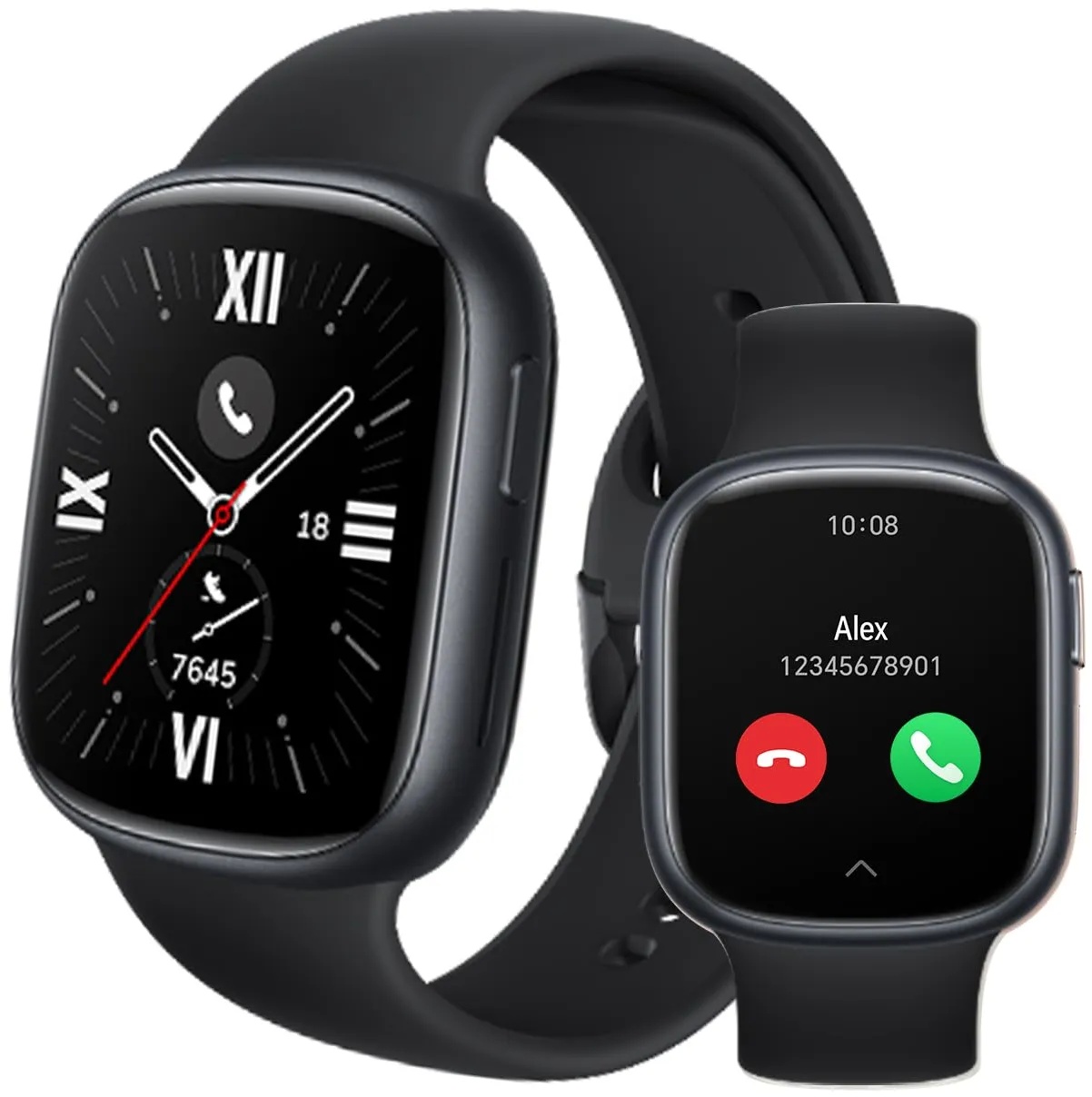 HONOR Smartwatch Watch 4, Fitness Tracker Touchscreen Smart Watch mit Bluetooth Anrufe, Wasserdicht Fitnessuhr mit Herzfrequenzmonitor Schlafmonitor Sauerstoffgehalt, Sportuhr Damen Herren - Schwarz