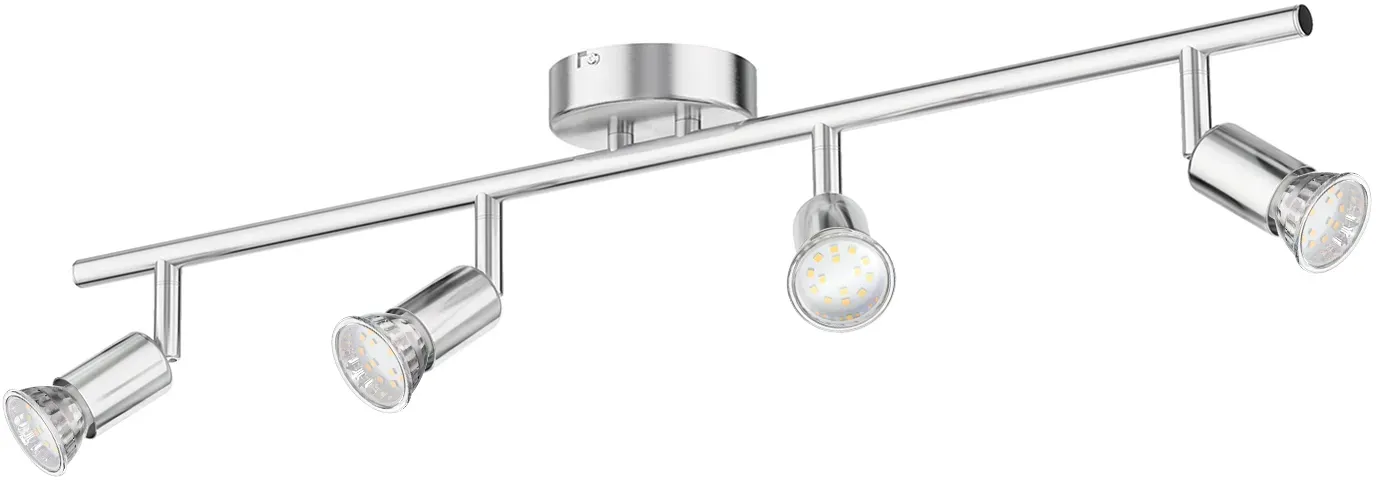 ledscom.de Deckenleuchte LUNARA, 4-flammig, Edelstahl, chrom matt, inkl. 4x LED GU10 Lampen (weiß, 8,304W, je 206lm, 110°)
