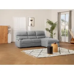 Ecksofa Relaxsofa elektrisch - Stoff - Ecke Rechts - Hellgrau - LUNANO