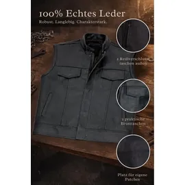 PAULGOS Lederweste Biker Kutte Clubweste Chopper Weste 100% Echtleder BW4 schwarz - Gr.: L