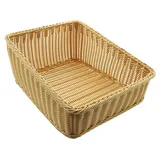 Frank Flechtwaren Regalkorb "Poly", 40 x 50 cm, stabil auf Metallrahmen geflochten, Polyrattan, naturfarben, abwaschbar, Maße: Breite 40 cm, Tiefe 50 cm, vordere Höhe 13 cm, hintere Höhe 22 cm