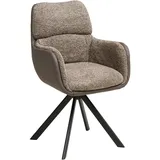 Livetastic Armlehnstuhl, Braun, Schwarz, Metall, Textil, Drehkreuz, 61x91x65 cm, Sitzfläche 360° drehbar, Esszimmer, Stühle, Esszimmerstühle, Armlehnenstühle
