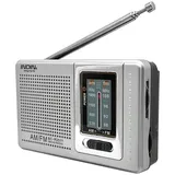 LICHENGTAI Tragbares Mini Radio, Universal AM/FM Mini Radio Stereo Lautsprecher Empfänger Musik Player, mit Teleskopantenne, Silber, Tragbares Taschenradio, Batteriebetrieben