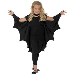 Smiffys Kostüm-Flügel Fledermaus Stoffflügel für Kinder, Fledermausflügel mit Ärmeln zum Reinschlüpfen schwarz