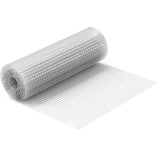 Wiltec Maschendrahtzaun 1 m x 10 m, 0,7 mm Drahtstärke 12x12 mm Maschengröße, Volierendraht 4-Eck aus Stahl verzinkt, Drahtgitter, Vogeldraht