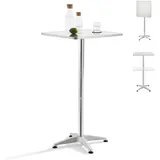 [en.casa] Bartisch Järpen 60 x 60 x 115 cm Höhenverstellbar Klappbar Silber