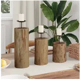 vidaXL Windlicht 3 pcs Holz Braun