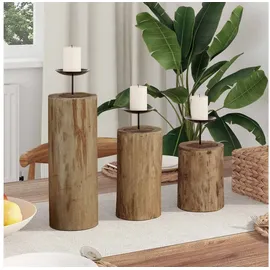 vidaXL Windlicht 3 pcs Holz Braun