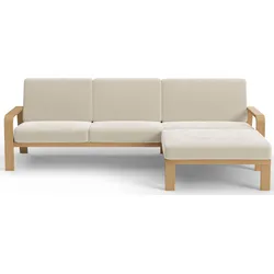 Ecksofa SIT & MORE "Kolding L-Form", beige (elfenbein), B:264cm H:91cm T:178cm, 100% Polyester, Sofas, Armlehnen aus Buchenholz in natur, verschiedene Bezüge und Farben