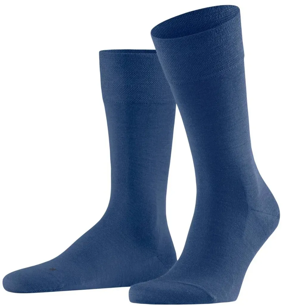 FALKE Herren Socken - Sensitiv Berlin, Kurzstrumpf, Komfortbund, Uni Blau 47-50