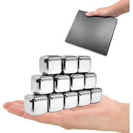 COM-FOUR com-four® Whisky Steine Geschenk-Set - 12x Edelstahl-Eiswürfel - Silber